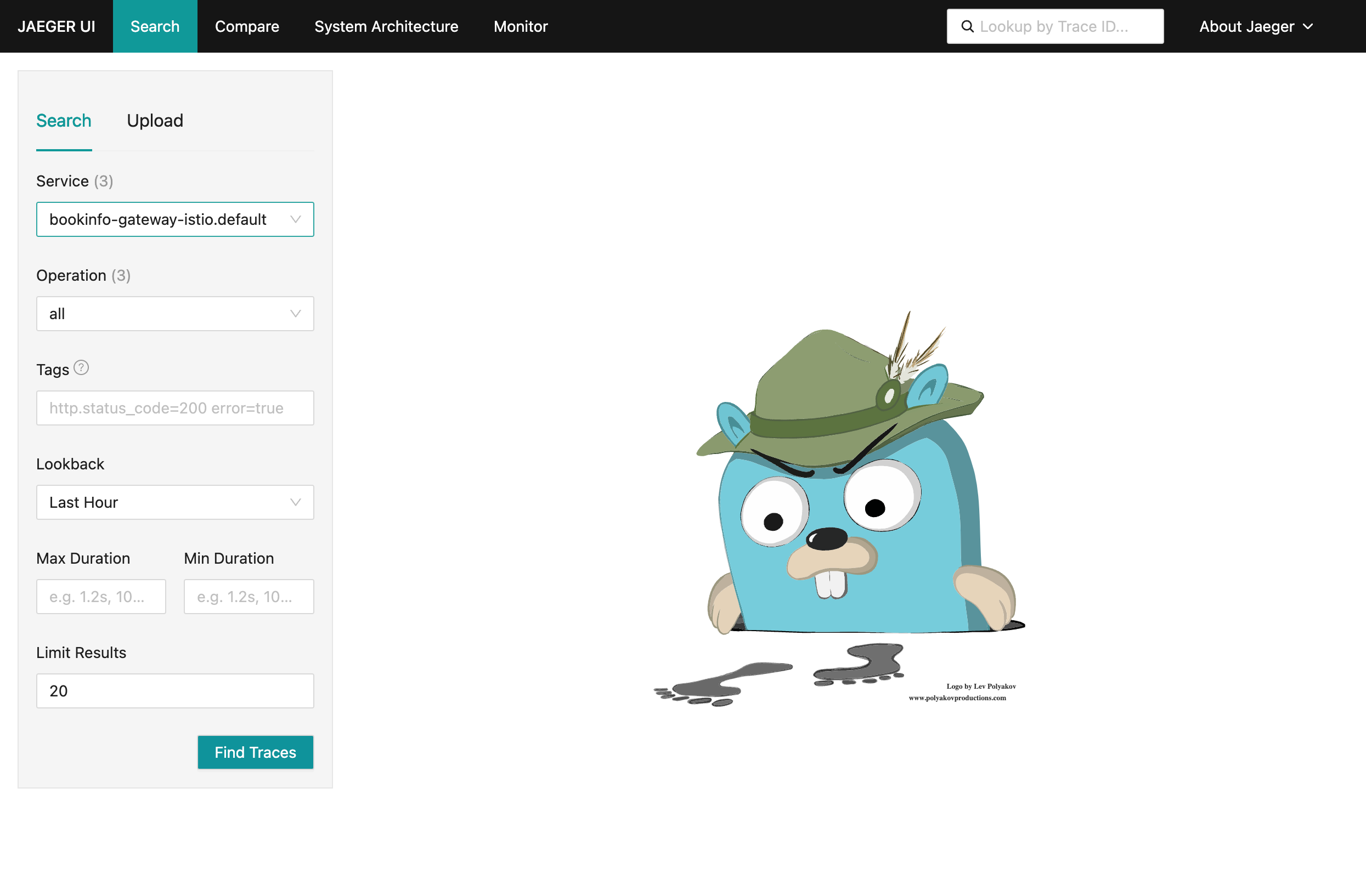 The Jaeger dashboard